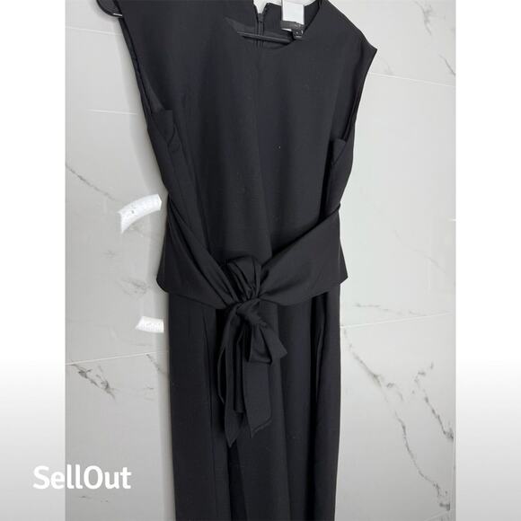 J.Crew Women's Black Sleeveless Midi Dress with Waist Tie Size 4 wool career - Picture 2 of 8